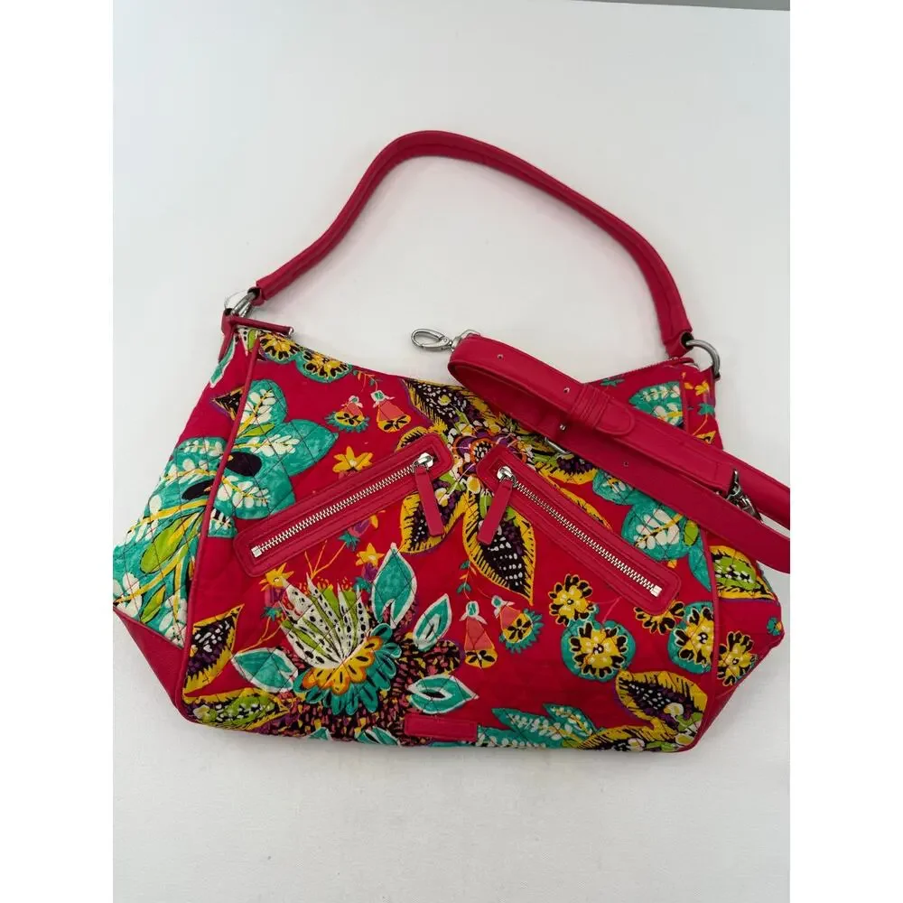 Vera Bradley Rumba Large Hobo Bag Crossbody Convertible Pink Floral Purse